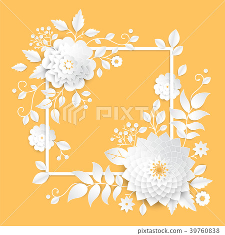 Paper cut flowers - modern vector colorful 39760838