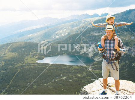 Father and son traveling in Rila mountains 39762264