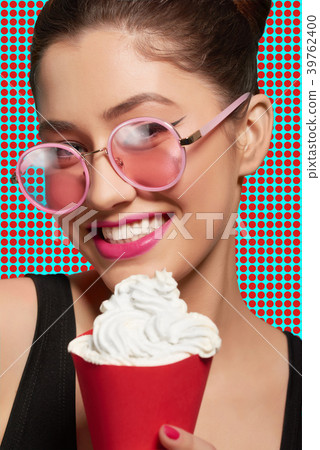 Portrait of pop art model with beatiful smile. Portrait of pop art model with beatiful smile. 39762400