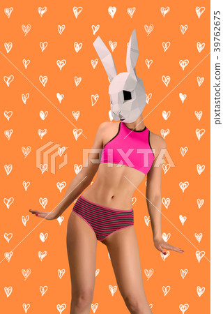 Pop art frontview of posing sporty model wearing Pop art frontview of posing sporty model wearing 39762675