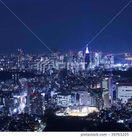 新宿大廈和夜景,東京市視圖 新宿大廈和夜景,東京市視圖 39763205