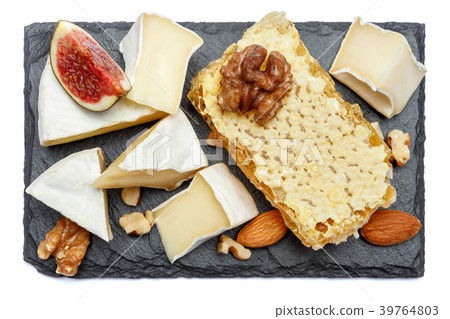 Camembert cheese with honey, figs, walnuts on 39764803