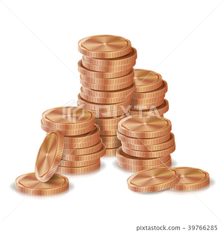 Bronze, Copper Coins Stacks Vector. Silver Finance 39766285