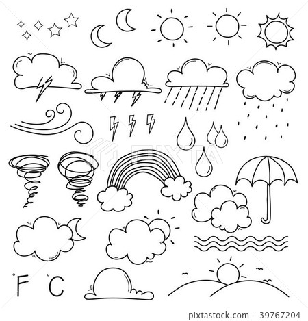 Weather Doodle Vector Set. Weather Doodle Vector Set. 39767204