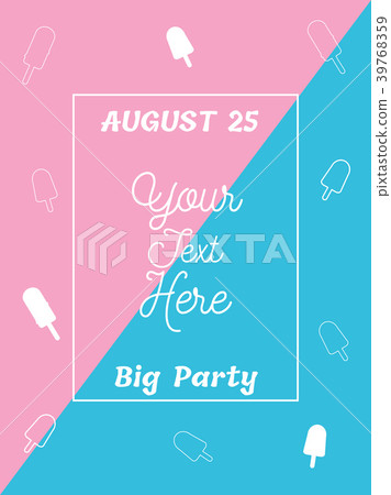 Pink and blue invitation template with ice-cream Pink and blue invitation template with ice-cream 39768359