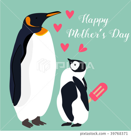 Lovely postcard with penguins for Mothers Day Lovely postcard with penguins for Mothers Day 39768371