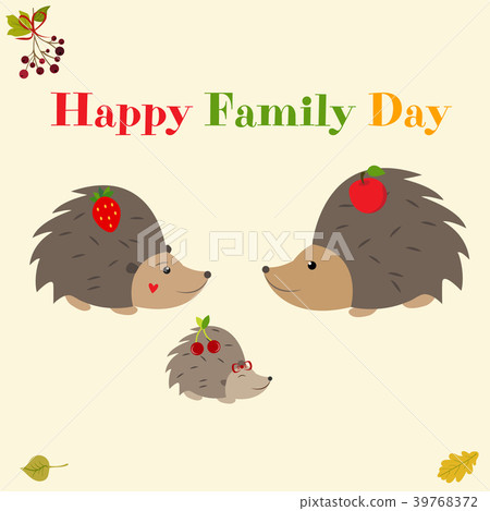 Lovely postcard for the Family day with hedgehogs 39768372