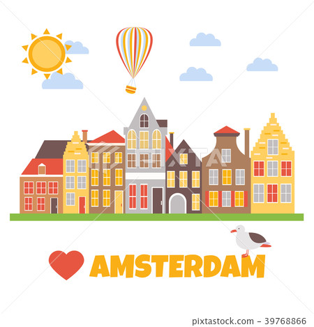 Bright poster with landmarks of Netherlands. 39768866