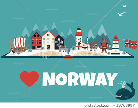 Set of Norway landmarks. Vector illustration Set of Norway landmarks. Vector illustration 39768997