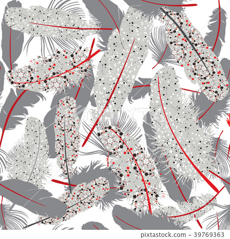 Feather tile background. Wild birds wing pattern 39769363