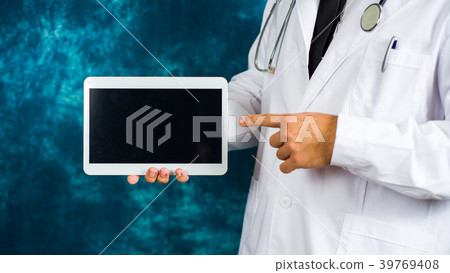 Doctor holding electronic tablet close up Doctor holding electronic tablet close up 39769408
