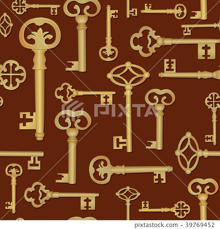 Vintage key background Close the door tile pattern Vintage key background Close the door tile pattern 39769452