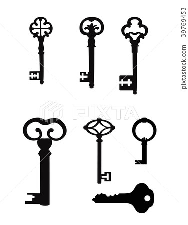 Vintage key silhouette set. Door vintage signs Vintage key silhouette set. Door vintage signs 39769453