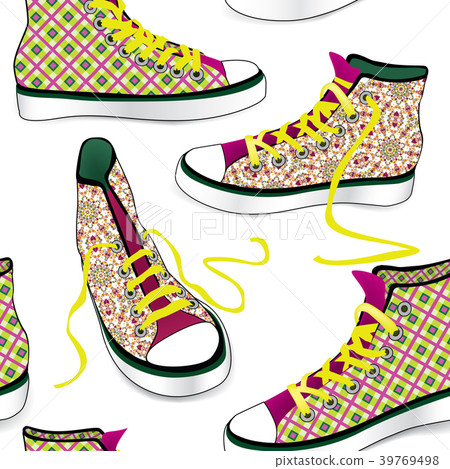 Sneakers tile background. Sport shoes pattern 39769498