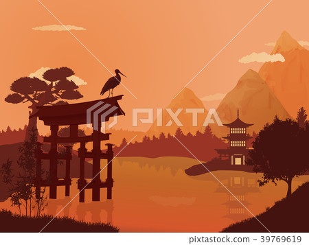 Traditional Japanese landscape. 39769619