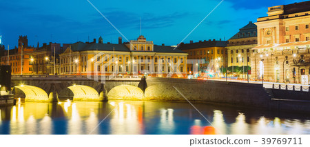 Stockholm Sweden. View Of Norrbro, Old Stone Arch Stockholm Sweden. View Of Norrbro, Old Stone Arch 39769711