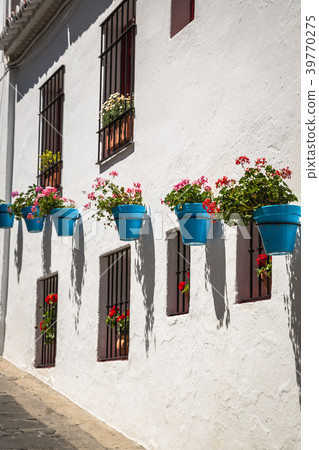 Street with flowers in the Mijas town, Spain Street with flowers in the Mijas town, Spain 39770275