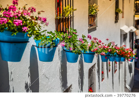 Street with flowers in the Mijas town, Spain 39770276