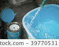 Bucket with water overflowing. And water meter 39770531