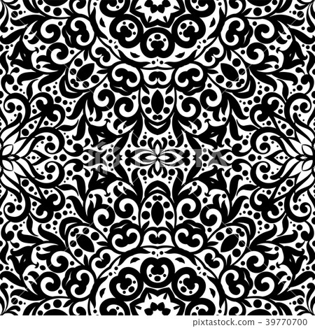 Black and white seamless pattern with flourishes - Stock Illustration ...