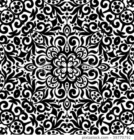 Black and white seamless pattern with flourishes Black and white seamless pattern with flourishes 39770792