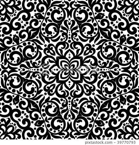 Black and white seamless pattern with flourishes Black and white seamless pattern with flourishes 39770793
