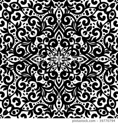 Black and white seamless pattern with flourishes Black and white seamless pattern with flourishes 39770794