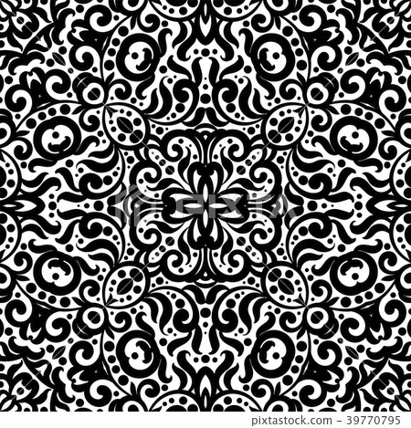 Black and white seamless pattern with flourishes Black and white seamless pattern with flourishes 39770795