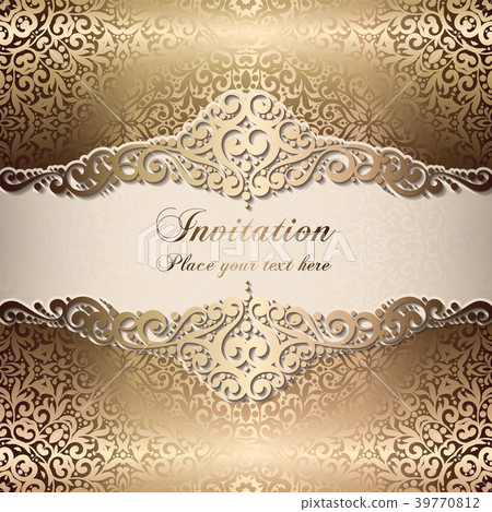 Gold Wedding Invitation card template design  39770812