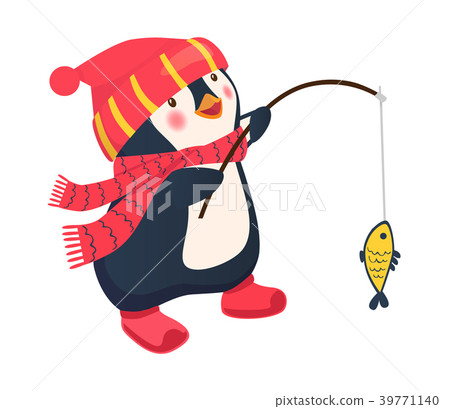 penguin fisherman caught fish 39771140