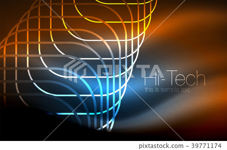 Glowing ellipses dark background, waves and swirl 39771174