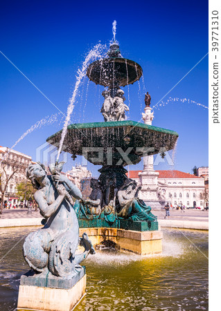 Rossio square with fountain located at Baixa Rossio square with fountain located at Baixa 39771310
