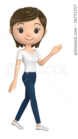 穿著T恤的女人正在解釋 39772257