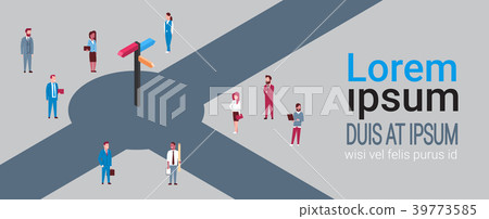 Group Of Business People Around Direction Sign 39773585