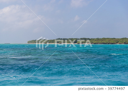 Taketomi island (Okinawa prefecture) seen from the sea 39774497
