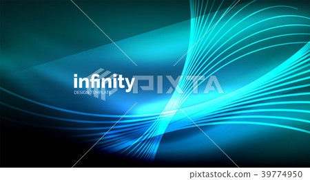 Abstract wave on dark background, shiny glowing 39774950