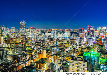 panoramic city skyline night view in tokyo, Japan panoramic city skyline night view in tokyo, Japan 39775215