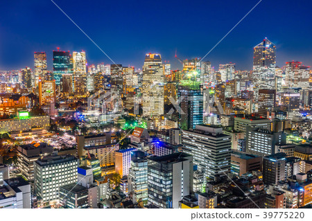 panoramic city skyline night view in tokyo, Japan panoramic city skyline night view in tokyo, Japan 39775220