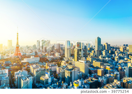 panoramic city skyline sunset view in tokyo, Japan panoramic city skyline sunset view in tokyo, Japan 39775254