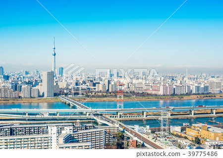 city skyline view in funabori, tokyo, Japan city skyline view in funabori, tokyo, Japan 39775486