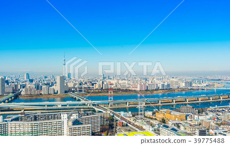 city skyline view in funabori, tokyo, Japan city skyline view in funabori, tokyo, Japan 39775488