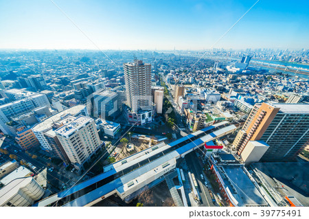 city skyline view in funabori, tokyo, Japan 39775491
