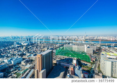 city skyline view in funabori, tokyo, Japan city skyline view in funabori, tokyo, Japan 39775499