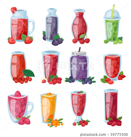 Smoothie vector healthy berry drink in glass or Smoothie vector healthy berry drink in glass or 39775500
