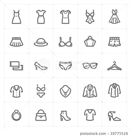 Mini Icon set - Clothing Woman icon bold line 39775528