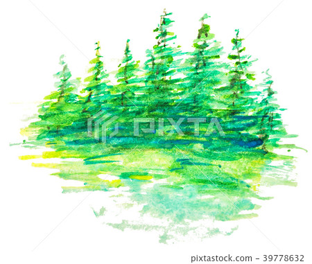 abstract watercolor forest landscape 39778632