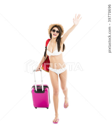 woman in bikini and running for summer vacation woman in bikini and running for summer vacation 39778696