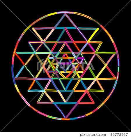 Sacred geometry and alchemy symbol Sri Yantra. Han 39778937