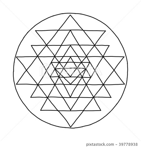 Sacred geometry and alchemy symbol Sri Yantra. Han Sacred geometry and alchemy symbol Sri Yantra. Han 39778938