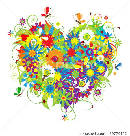 Summer floral heart for your design Summer floral heart for your design 39779122
